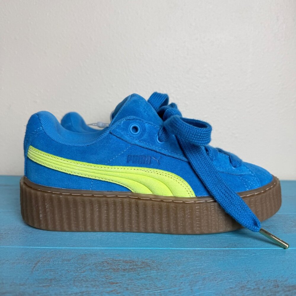 PUMA x Rihanna Fenty Creeper Phatty Suede Sneakers 399332-02 Blue Lime Sz 7 NWOT